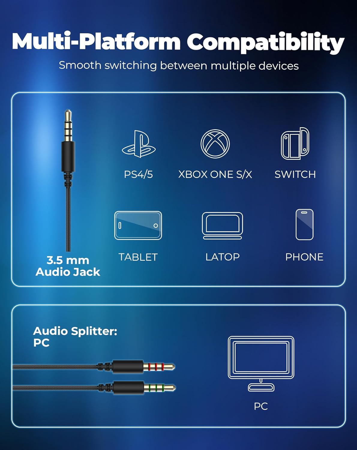 havit H2002d Gaming Headsets for PS4,PC, 50MM Drivers Surround Sound PS5 Headset with Mic Gaming Headphones with Mic Durable Aluminum Frame Valentines Gifts for Men