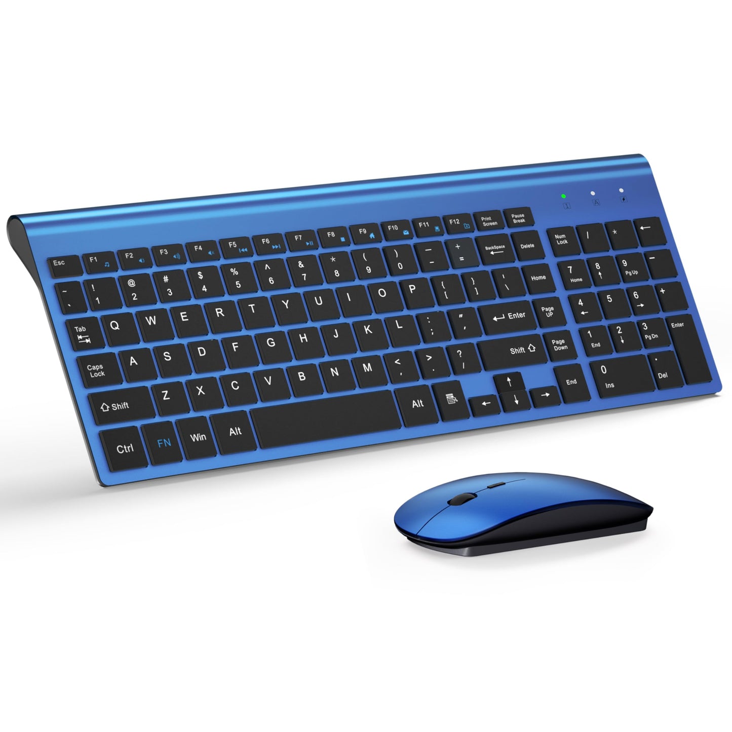 Wireless Keyboard and Mouse Ultra Slim Combo, TopMate 2.4G Silent Compact USB 2400DPI Mouse and Scissor Switch Keyboard Set with Cover, 2 AA and 2 AAA Batteries, for PC/Laptop/Windows/Mac-Silver White