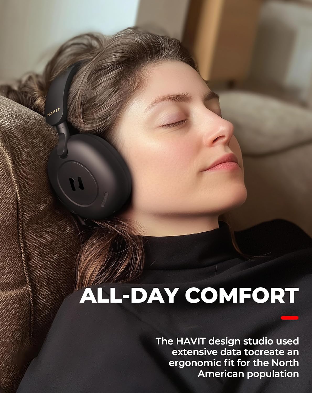 havit H655BT Hybrid Active Noise Cancelling Headphones for Airplane Travel, Wireless Over Ear Bluetooth Headphones, 76H Playtime, Hi-Res Audio, Super Bass via App, 5 Mic for Noise Cancelling