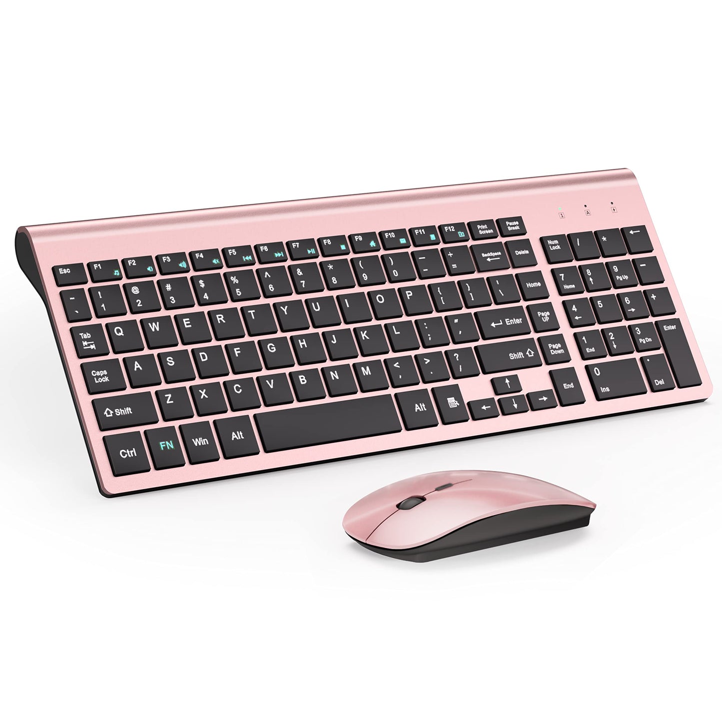 Wireless Keyboard and Mouse Ultra Slim Combo, TopMate 2.4G Silent Compact USB 2400DPI Mouse and Scissor Switch Keyboard Set with Cover, 2 AA and 2 AAA Batteries, for PC/Laptop/Windows/Mac - White