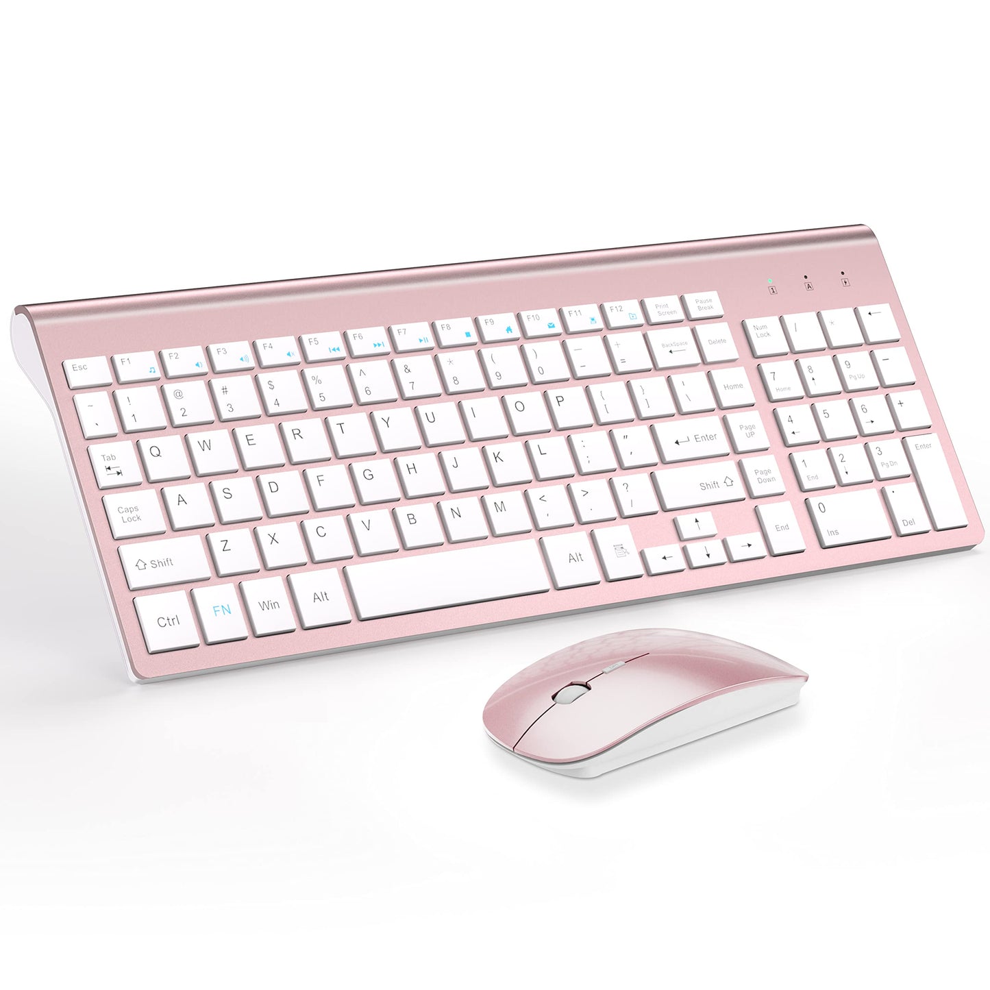 Wireless Keyboard and Mouse Ultra Slim Combo, TopMate 2.4G Silent Compact USB 2400DPI Mouse and Scissor Switch Keyboard Set with Cover, 2 AA and 2 AAA Batteries, for PC/Laptop/Windows/Mac - White