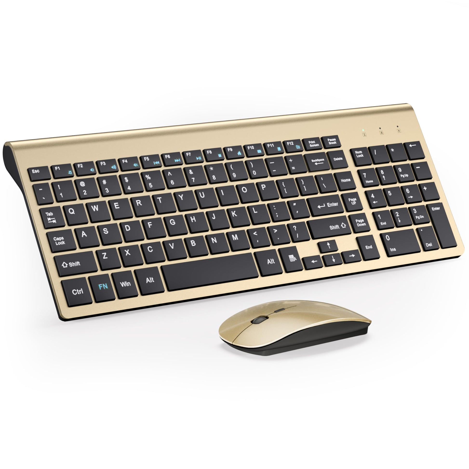Wireless Keyboard and Mouse Ultra Slim Combo, TopMate 2.4G Silent Compact USB 2400DPI Mouse and Scissor Switch Keyboard Set with Cover, 2 AA and 2 AAA Batteries, for PC/Laptop/Windows/Mac - White