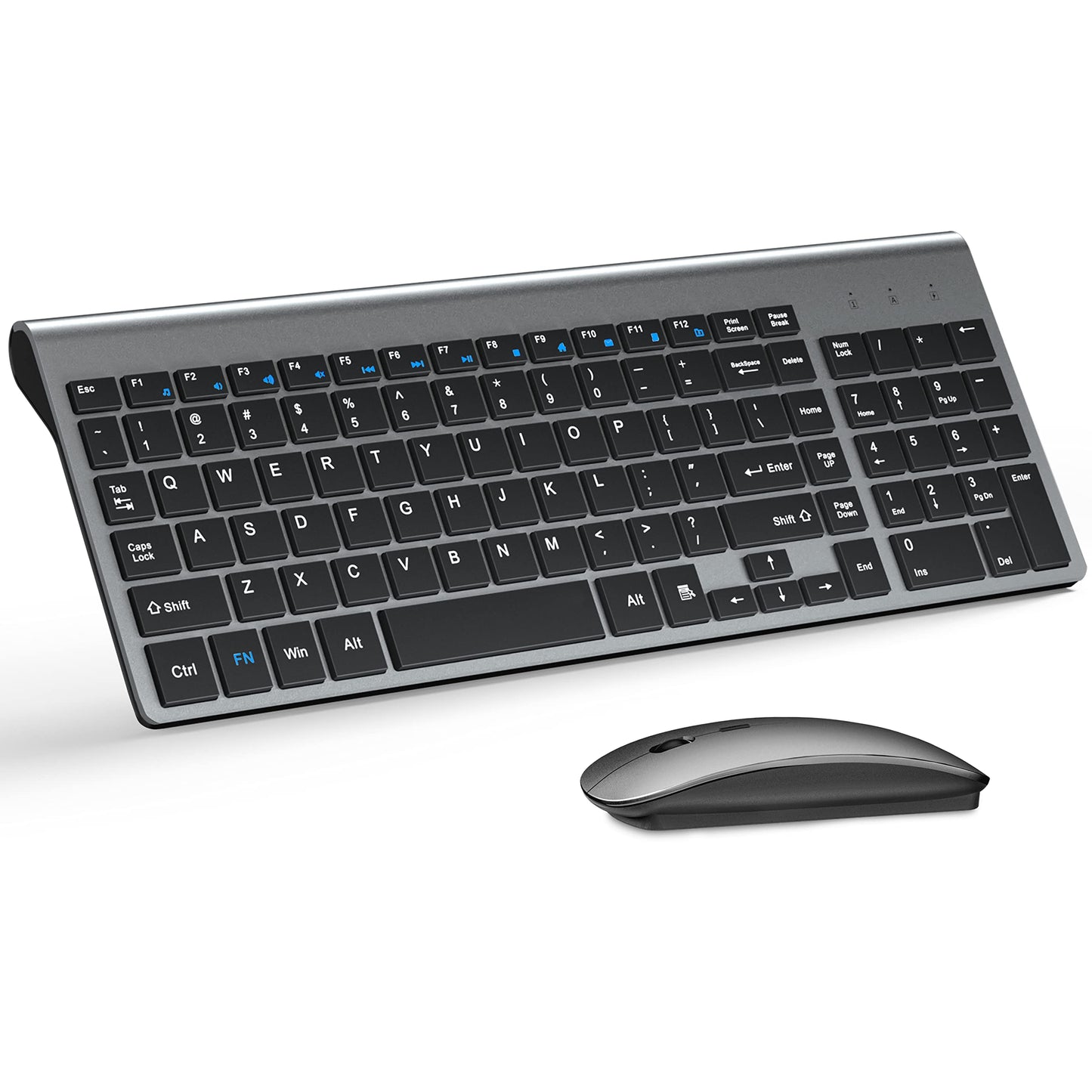 Wireless Keyboard and Mouse Ultra Slim Combo, TopMate 2.4G Silent Compact USB 2400DPI Mouse and Scissor Switch Keyboard Set with Cover, 2 AA and 2 AAA Batteries, for PC/Laptop/Windows/Mac - White