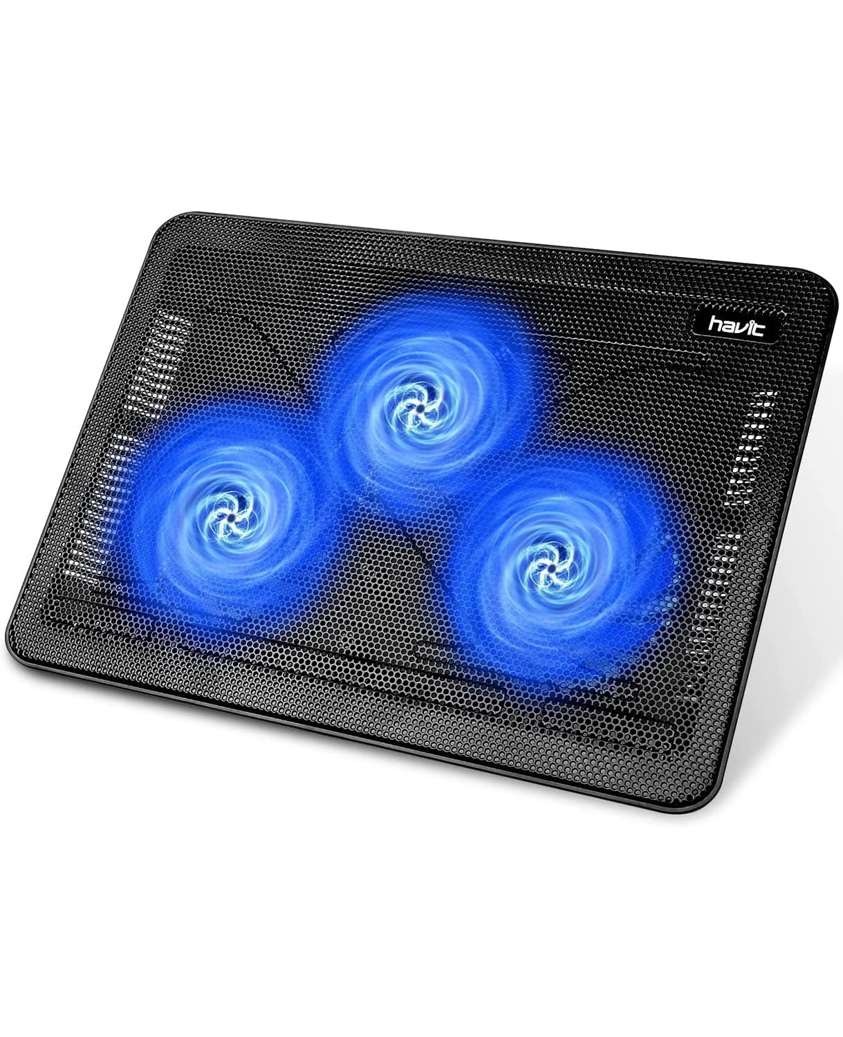 Havit HV-F2056 15.6-17 Inch Laptop Cooler Cooling Pad - Slim Portable USB Powered (3 Fans) (Blue)