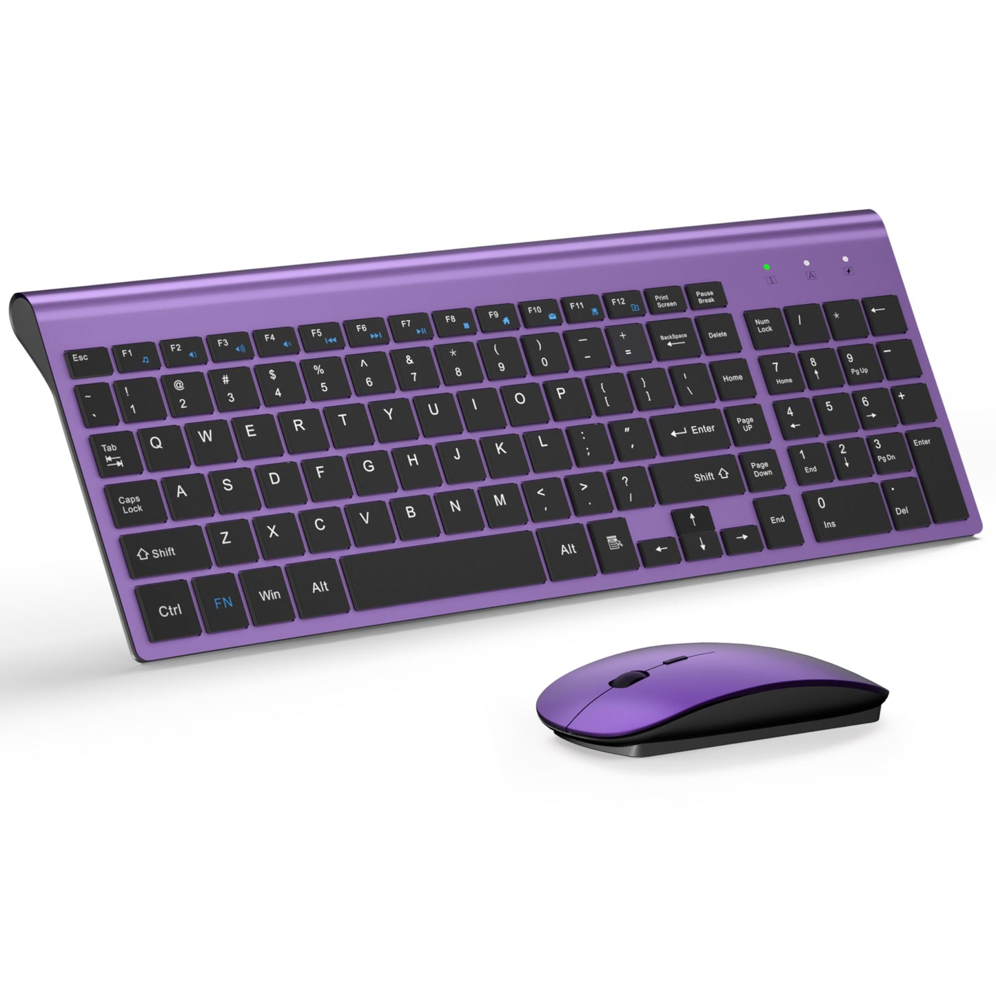 Wireless Keyboard and Mouse Ultra Slim Combo, TopMate 2.4G Silent Compact USB 2400DPI Mouse and Scissor Switch Keyboard Set with Cover, 2 AA and 2 AAA Batteries, for PC/Laptop/Windows/Mac - White