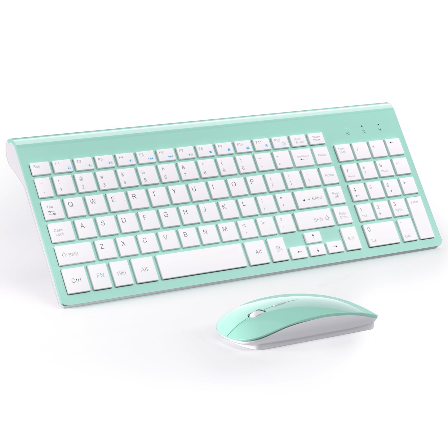 Wireless Keyboard and Mouse Ultra Slim Combo, TopMate 2.4G Silent Compact USB 2400DPI Mouse and Scissor Switch Keyboard Set with Cover, 2 AA and 2 AAA Batteries, for PC/Laptop/Windows/Mac - White